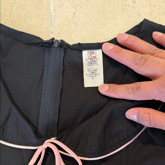 Retro Vintage Black and Pink Trim Dress - Picture 2 of 6